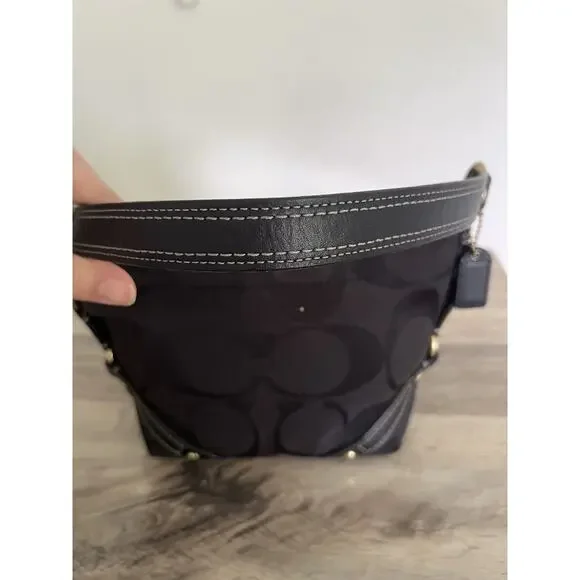 Coach Black Monogram Mini Carly Tote Bag Leather Brass y2k Vintage Signature - Picture 10 of 13